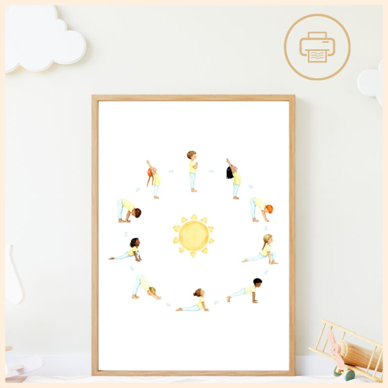 Yoga Poster Kinder Sonnengruss ohne Schrift digital 768x768